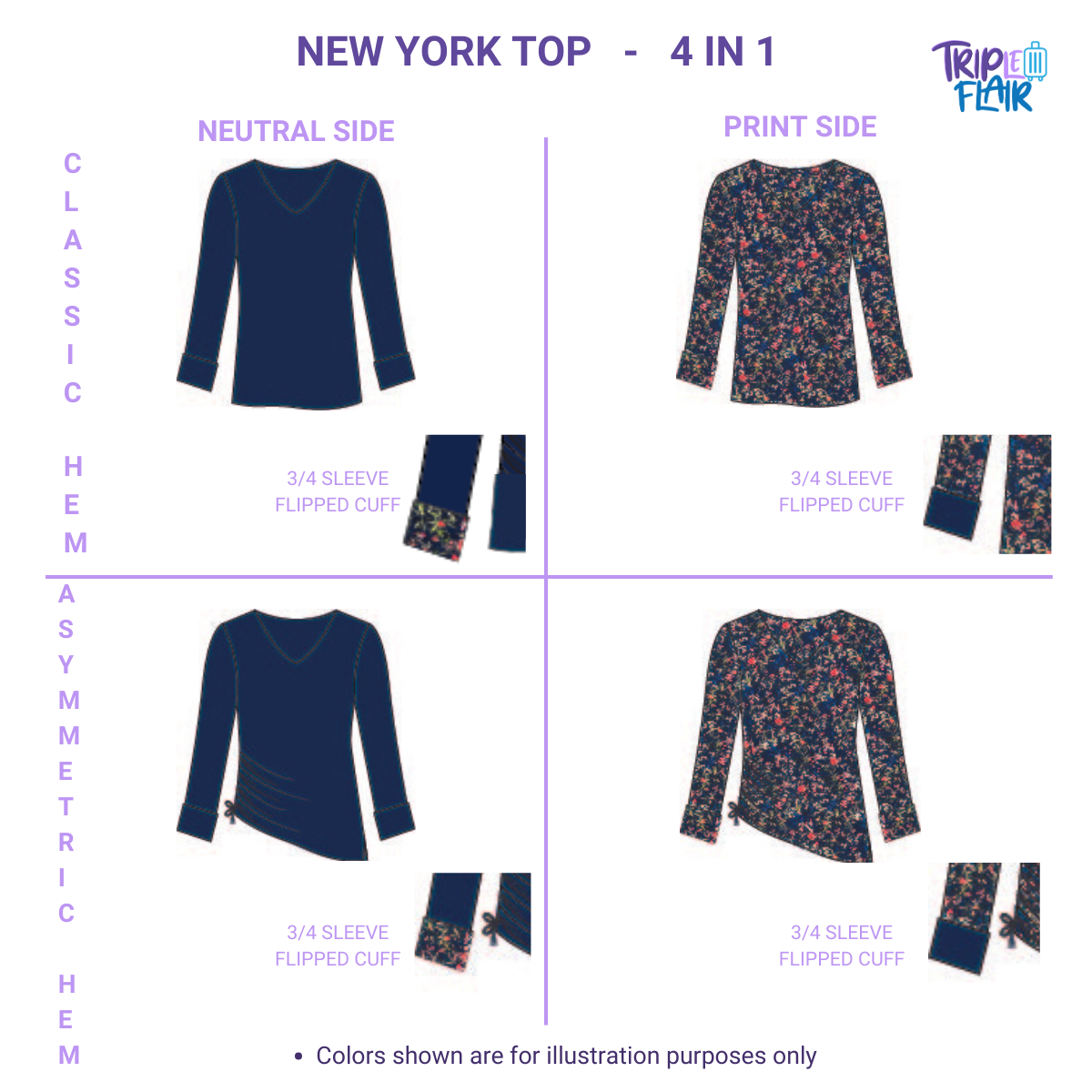 NEW YORK Top 4 in 1 Navy/Floral