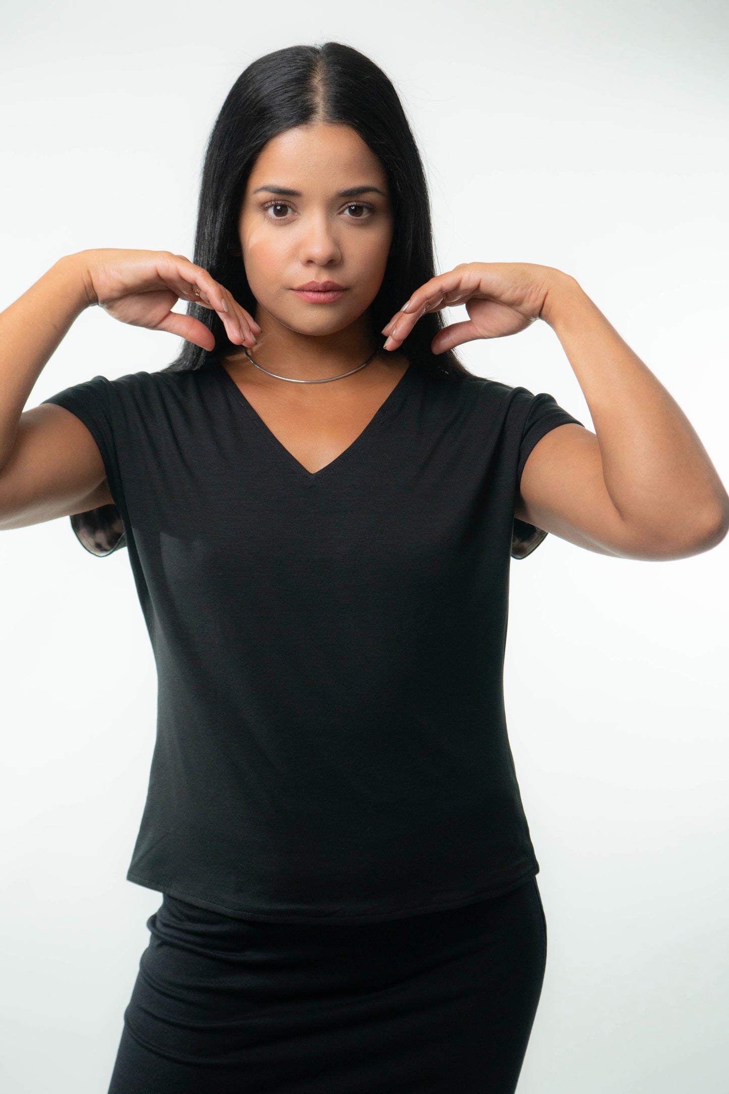 VICTORIA Top: 9 in 1. Black/B&W Print