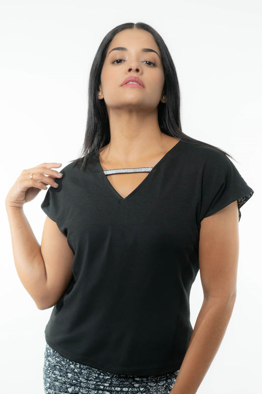 VICTORIA Top: 9  in 1. Black/B&W Print