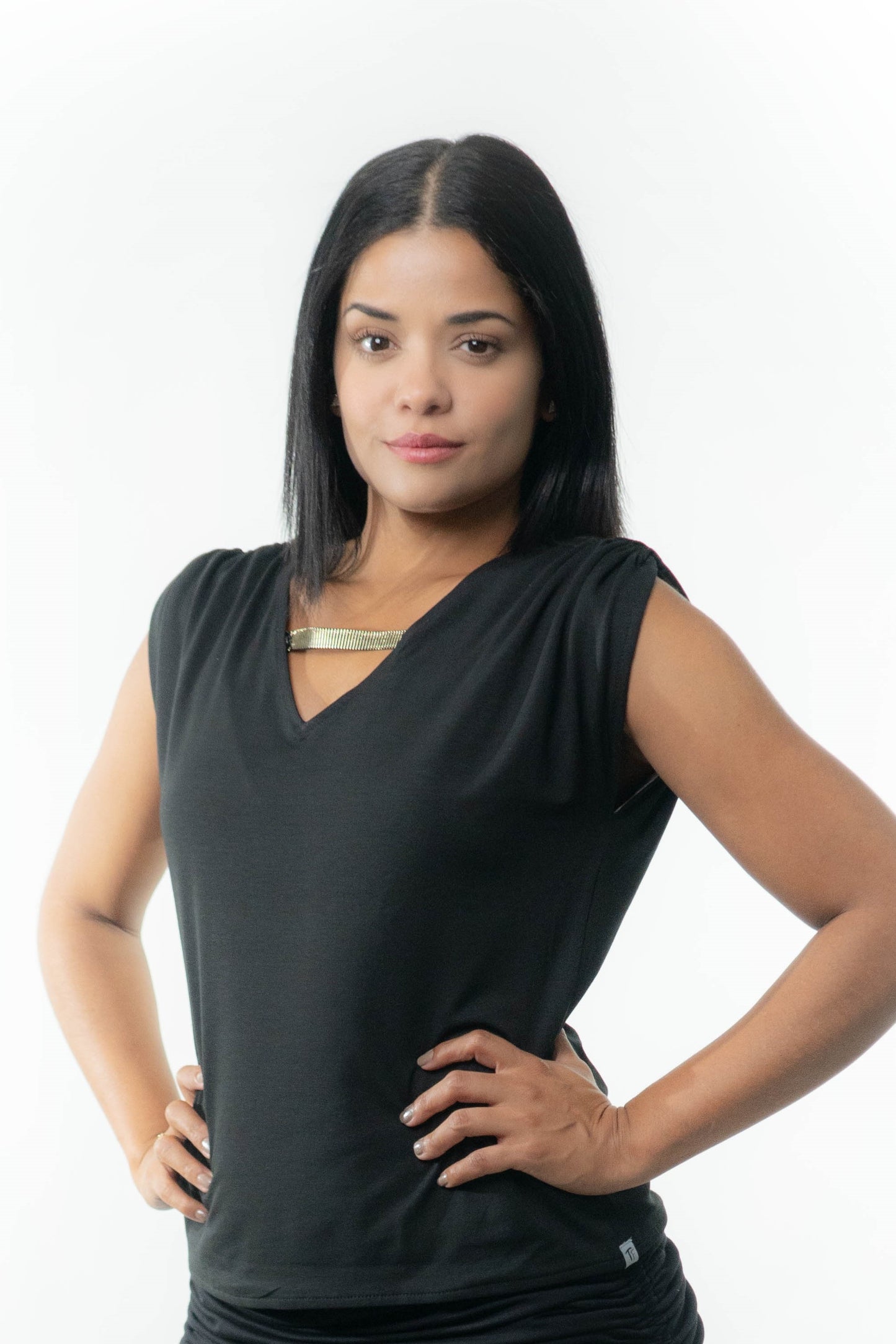 VICTORIA Top: 9 in 1. Black/Tie Dye Brown