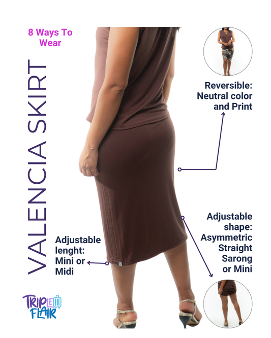 VALENCIA Skirt 8 in 1. Brown/Brown Print