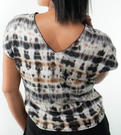 VICTORIA Top: 9  in 1. Black/Tie Dye Brown