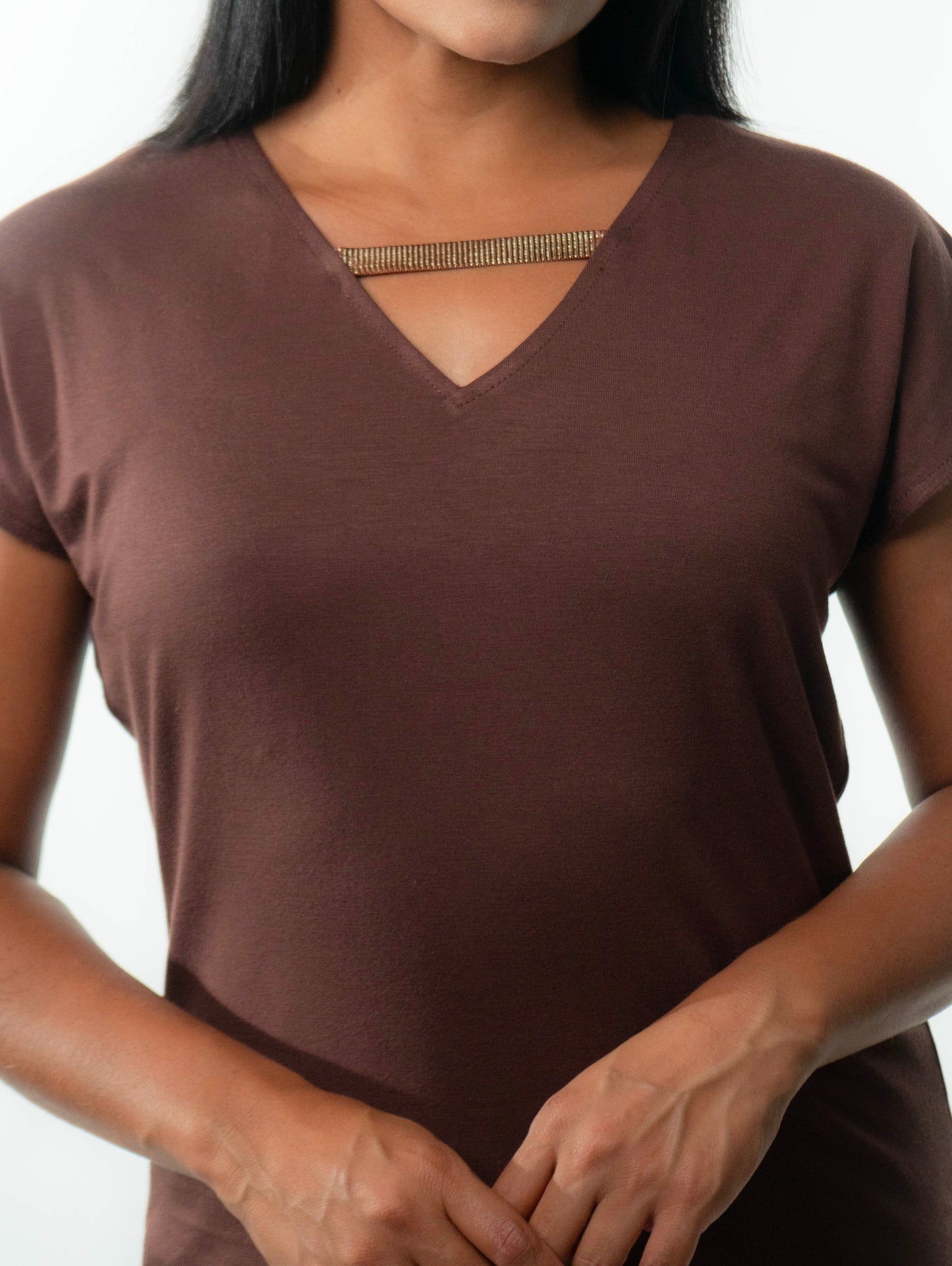 VICTORIA Top: 9  in 1. Brown/Blue print