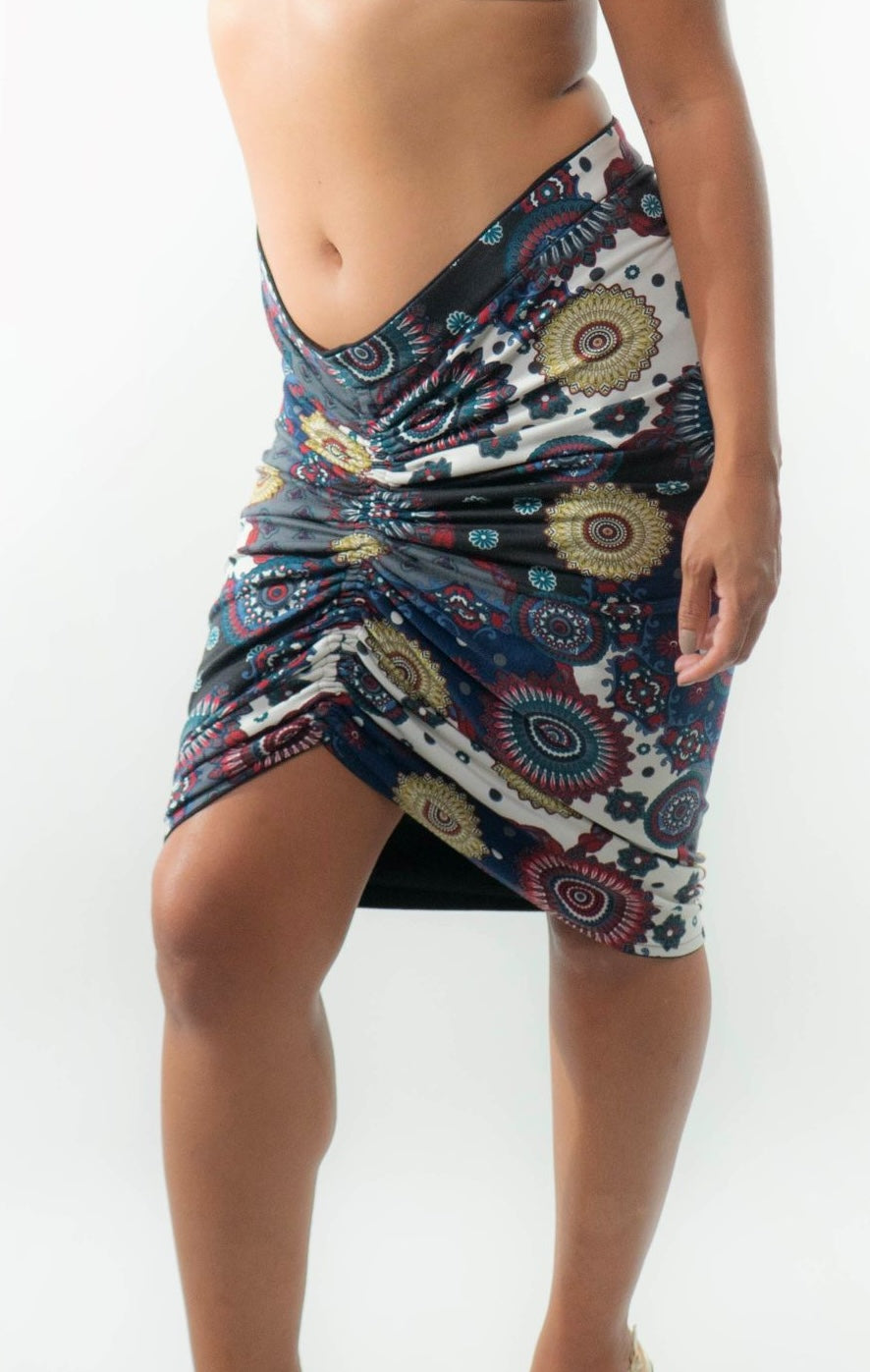 VALENCIA Skirt 8 in 1. Black/Navy Print