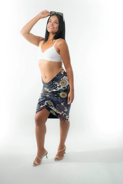 VALENCIA Skirt 8 in 1. Black/Navy Print