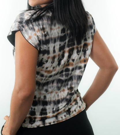 VICTORIA Top: 9  in 1. Black/Tie Dye Brown