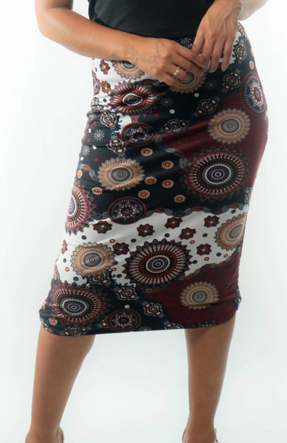 VALENCIA Skirt 8 in 1. Black/Wine Print