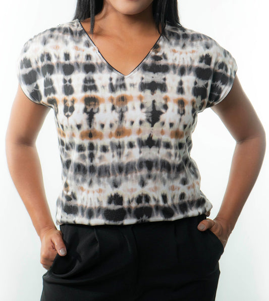 VICTORIA Top: 9  in 1. Black/Tie Dye Brown