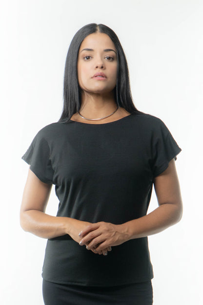 VICTORIA Top: 9  in 1. Black/B&W Print