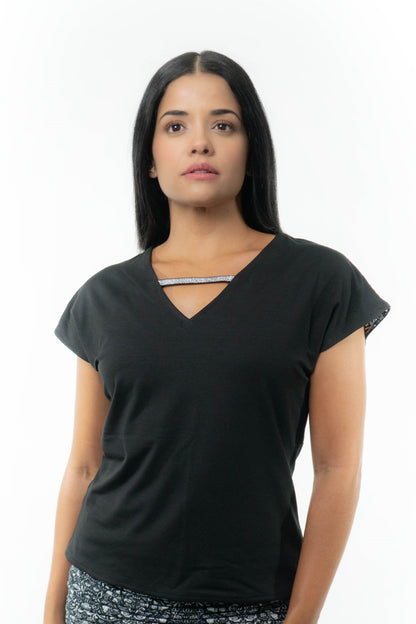 VICTORIA Top: 9  in 1. Black/B&W Print