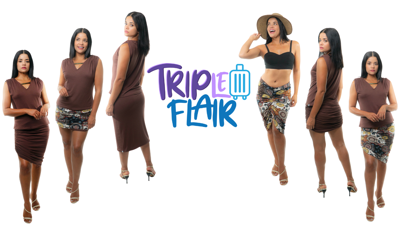 Load video: Space is the problem when packing for traveling, get more outfilt with few pieces and solve your traveling problem. Dress fabulous with Tripleflair. Innovative Fashion designed for travelers and eco-conscious people.